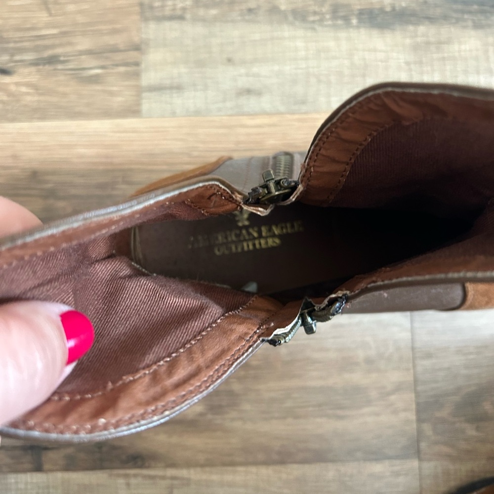 American Eagle Outfitters Brown Leather Ankle Booties - Picture 2 of 6